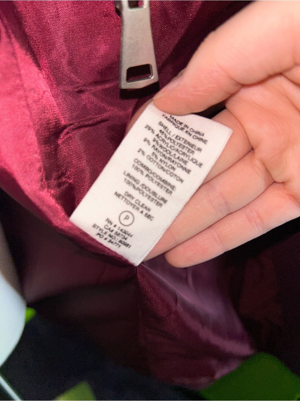 Women's Plum Acrylic Blend Single-Breasted Coat - Picture 9 of 12